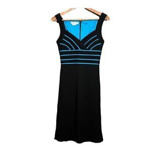 Kay Unger black and blue silk dress. Lined. Size 2